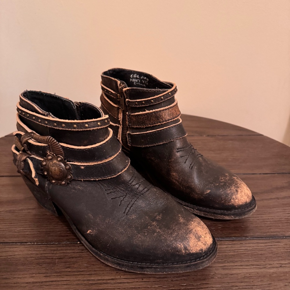 Women's Distressed Leather Ankle Boots